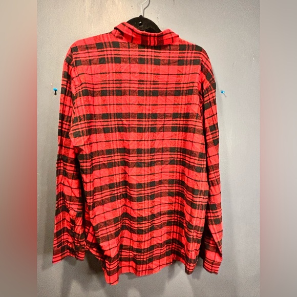Red And Black Flannel Button Down Shirt - Picture 9 of 10